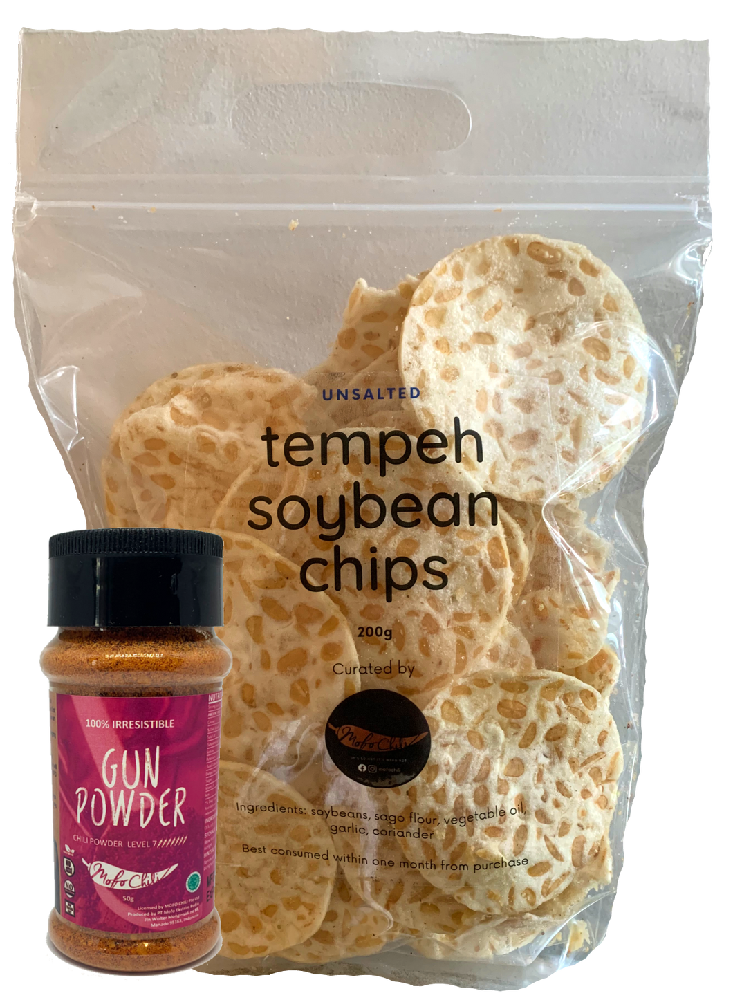 tempeh soybean chips soyabean chili powder mofo chili fried chili dodge the bullet final destination gunpowder fire flakes 